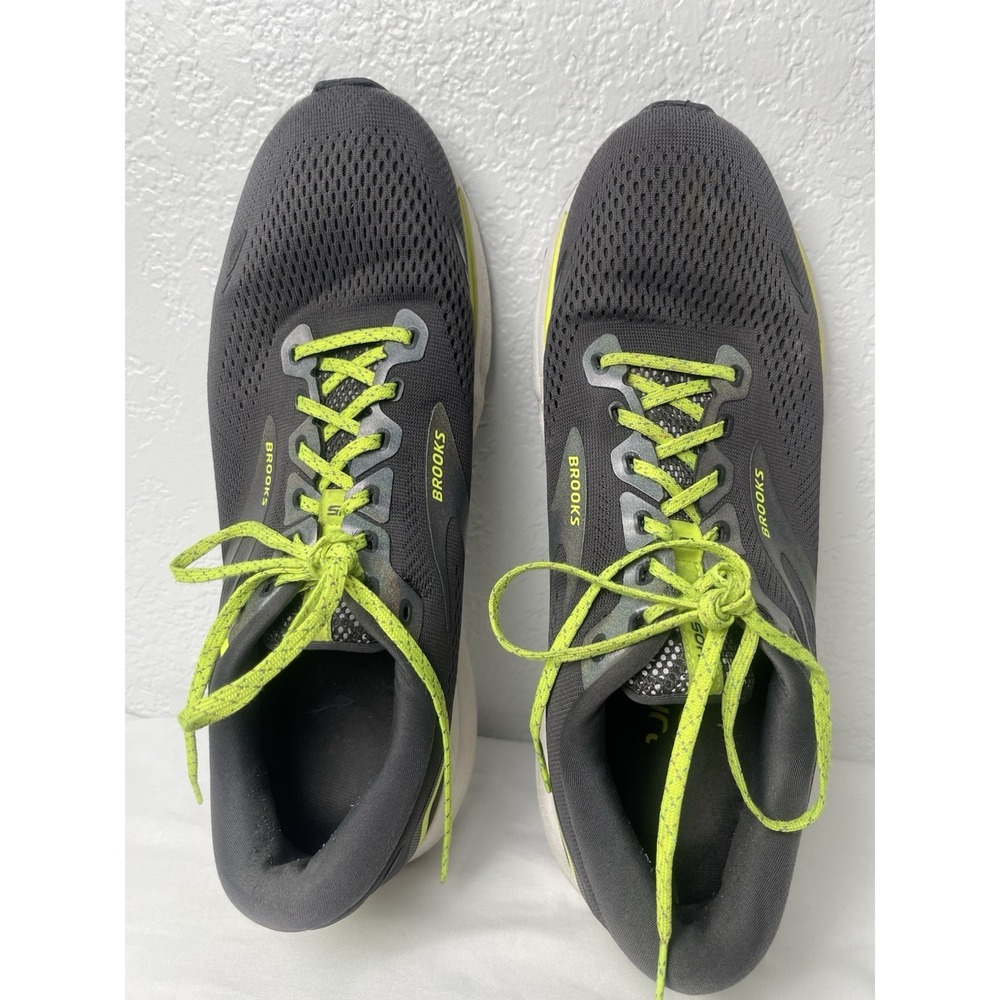 Brooks Ghost 15 Men's 12D Gray /Neon Green Running Athletic Shoes - Picture 3 of 10